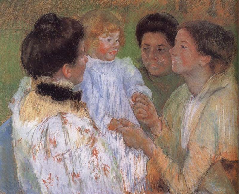Mary Cassatt Women complimenting the child Spain oil painting art